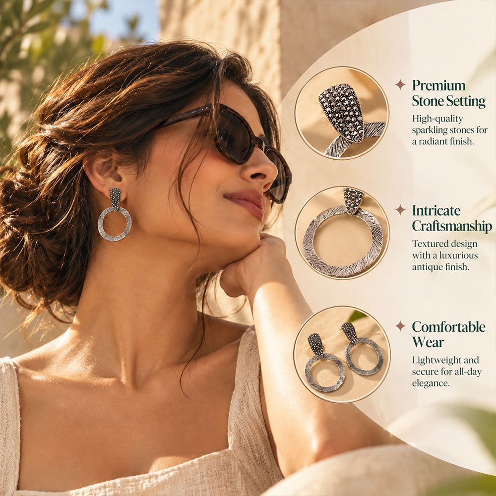 Glow Hoop- Meallic Dangler Earrings