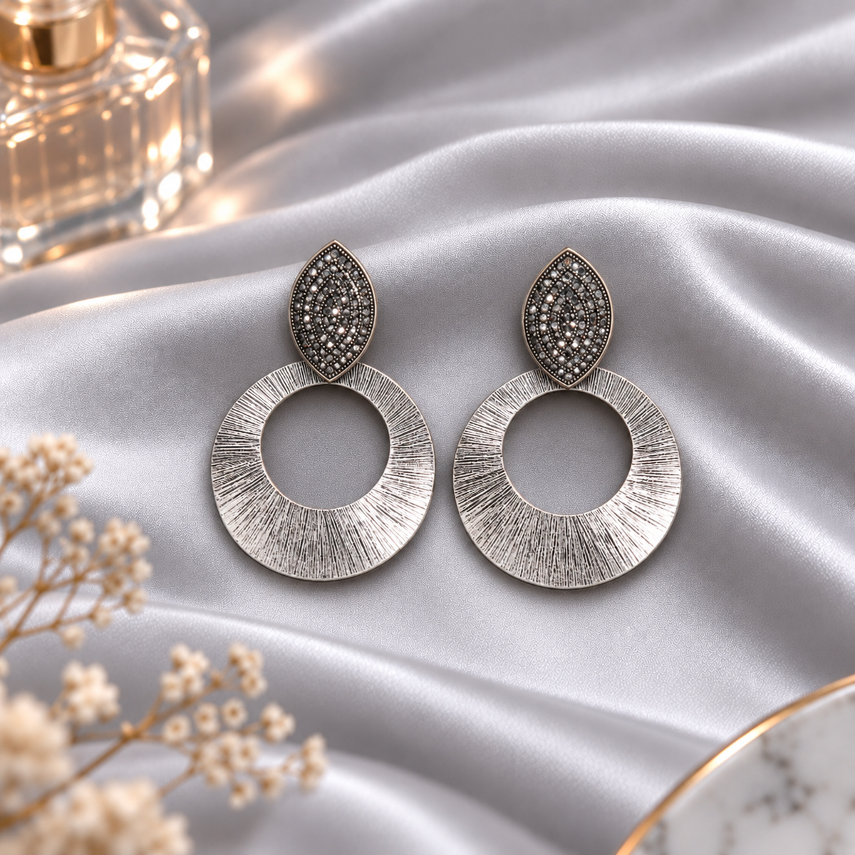 Moon Dew- Metallic dangler Earrings