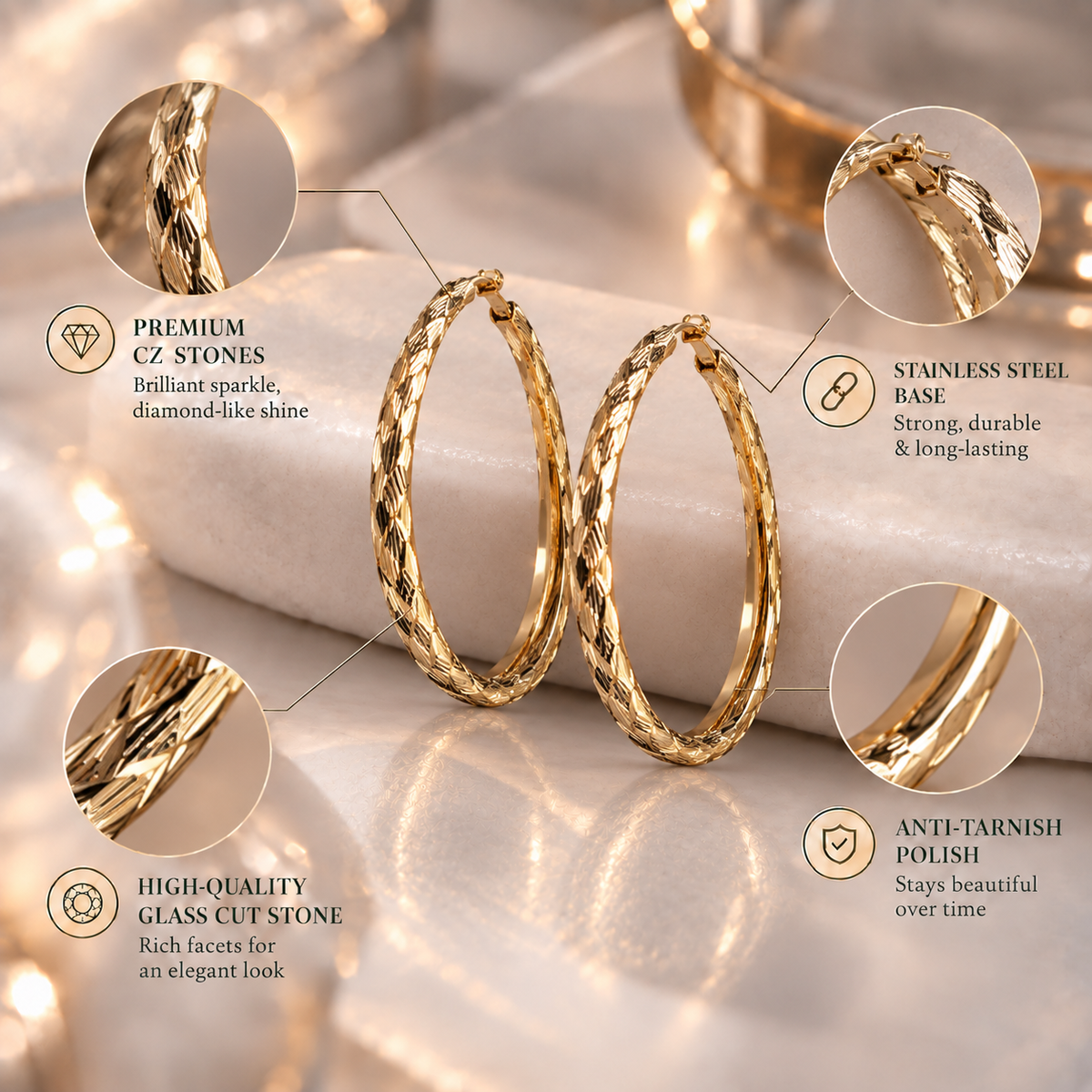 Sunlace- Metallic Hoop Earrings