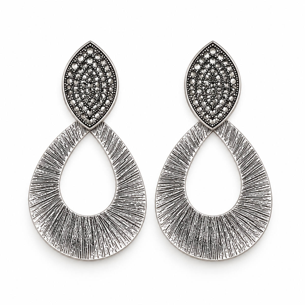 Star Bloom- Metallic stone studded Dangler earrings
