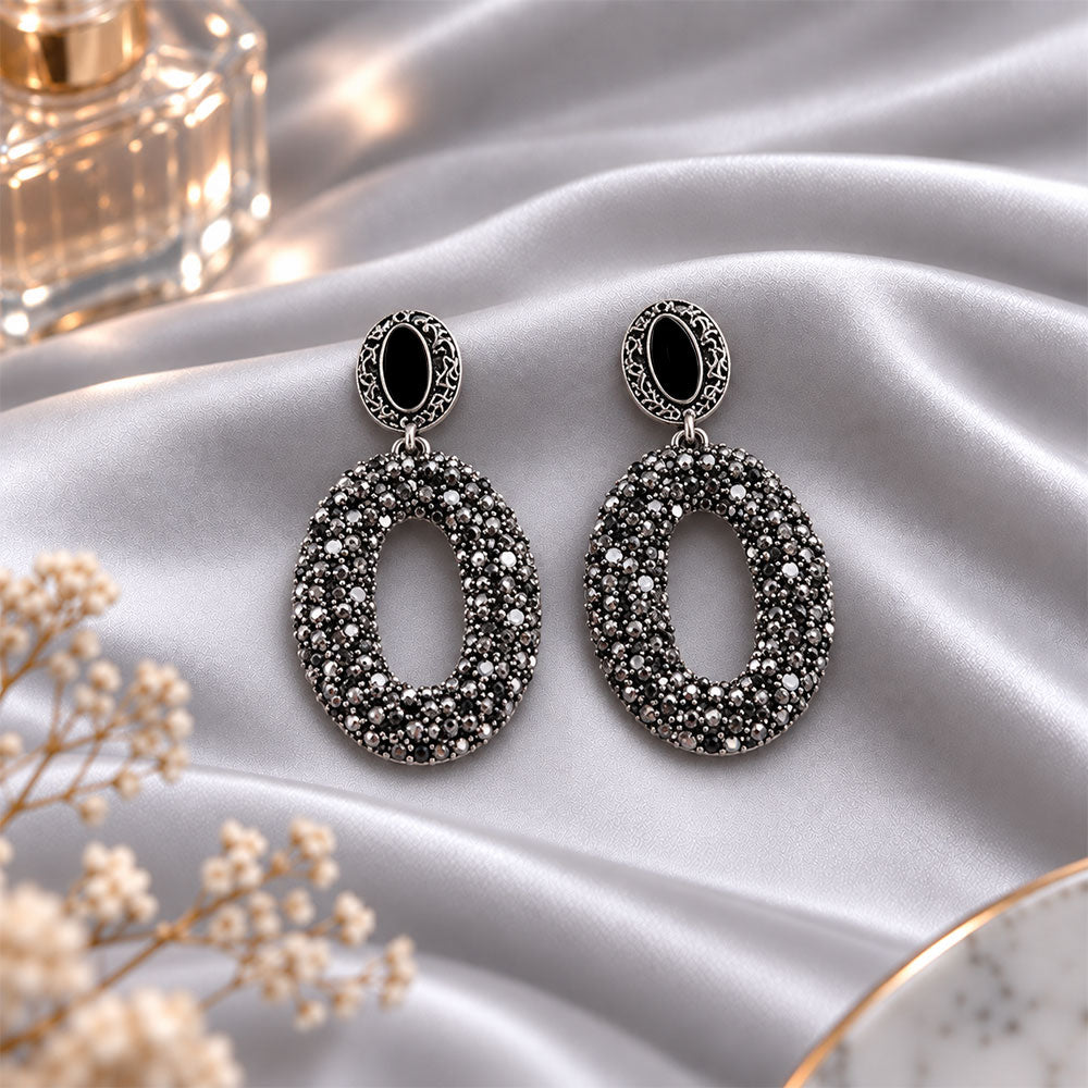 Crystal Veil- Stone studded dangler earrings