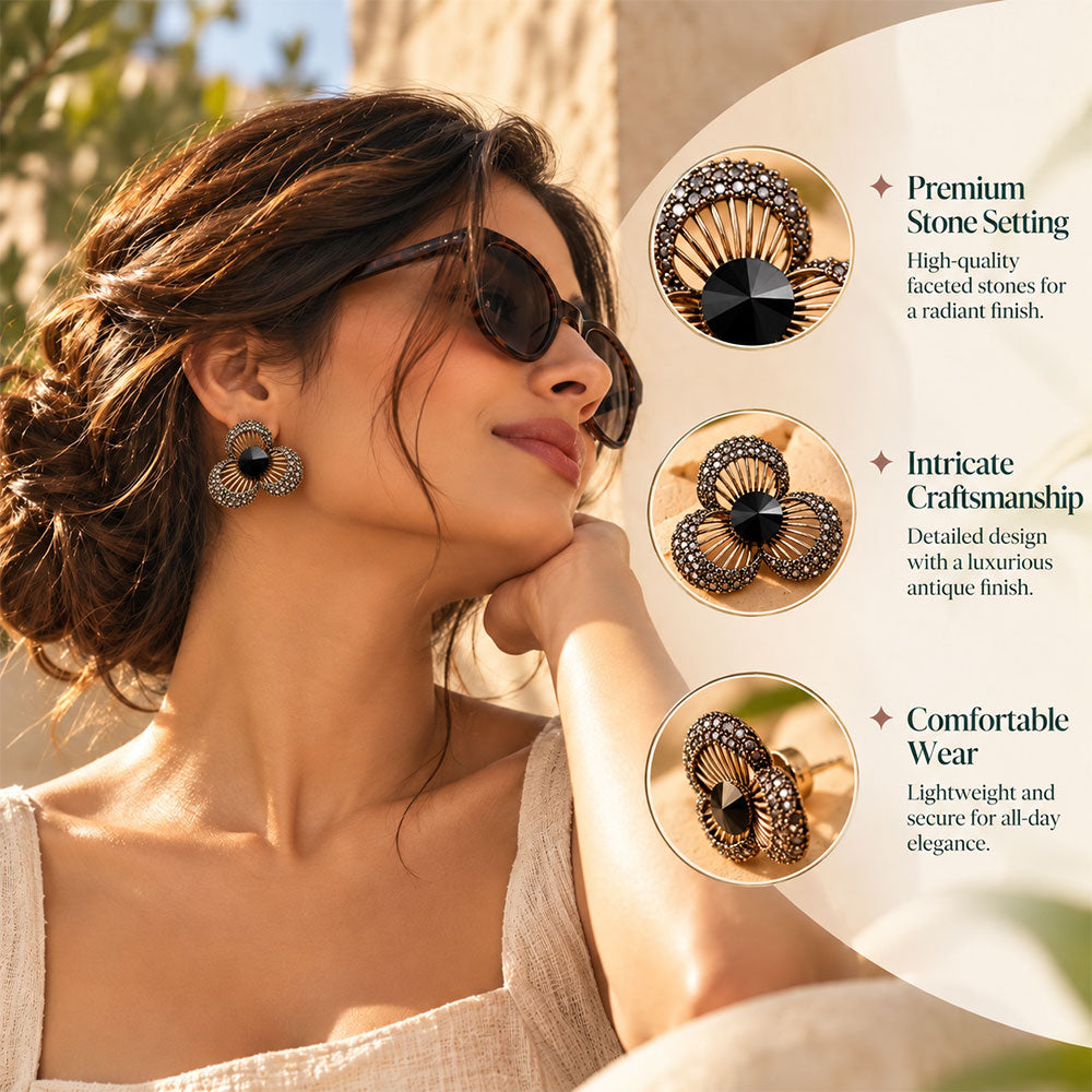 Lily Gleam- Stone studded stud earrings