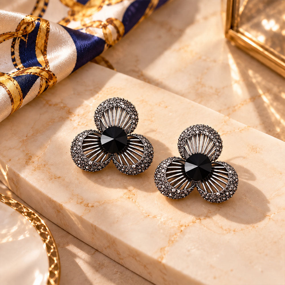 Lily Gleam- Stone studded stud earrings