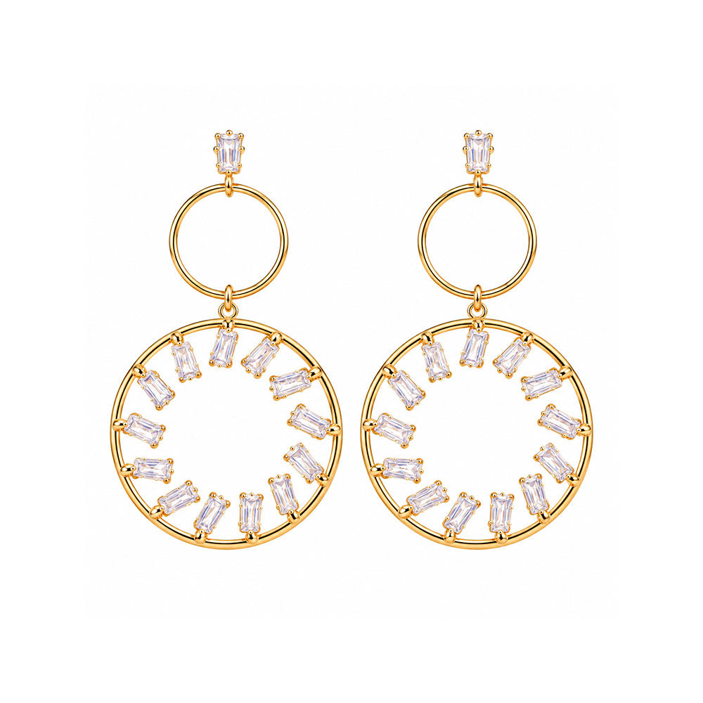 Solar Ring- Golden Framed Dangler Earrings