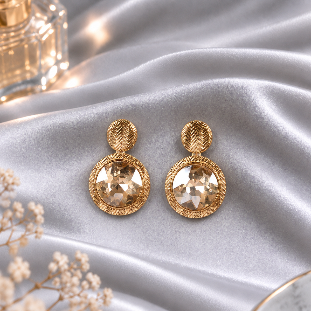 Solar Kiss- Stone studded Dangler earrings