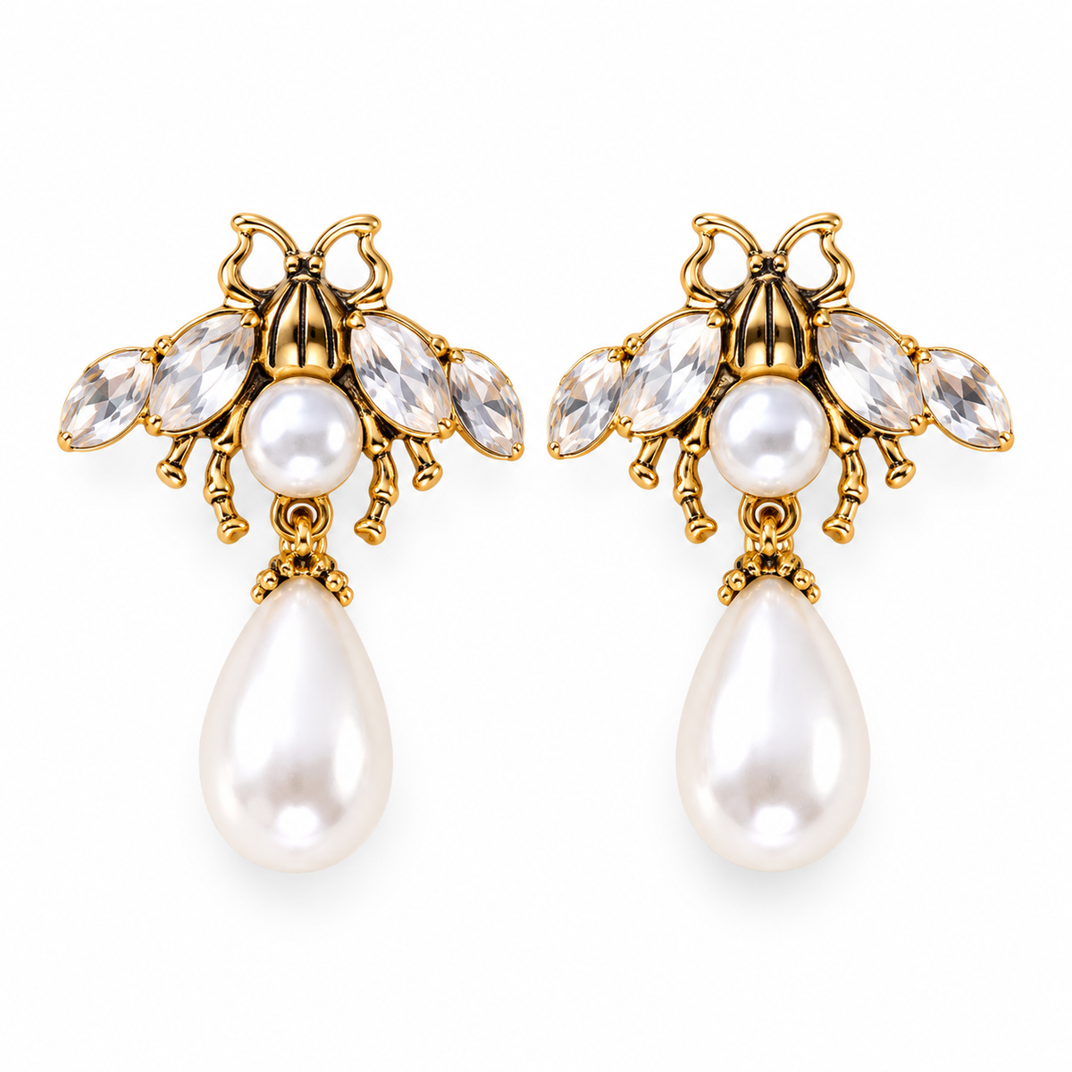 Luna Thread- Hanging pearl dangler earrings