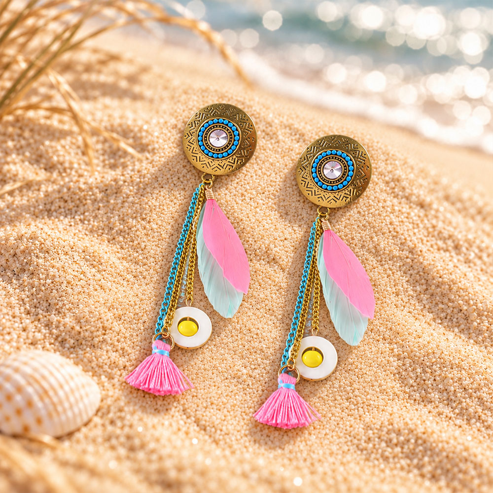 Feather Flow- Hangimg Feather Dangler Earrings
