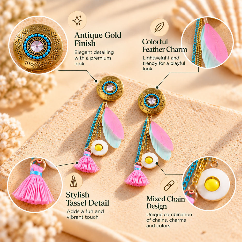 Feather Flow- Hangimg Feather Dangler Earrings