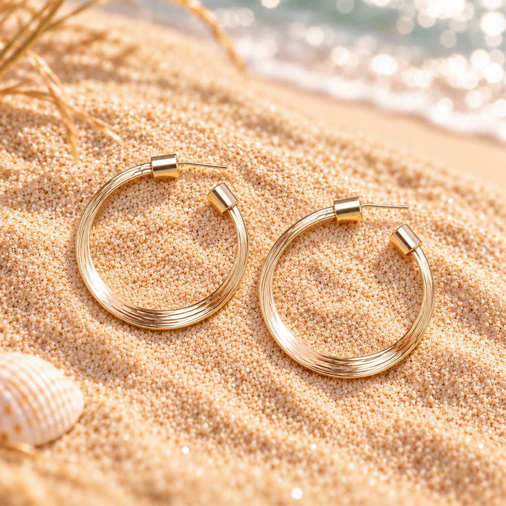 Star Orbit- Metallic Hoop Earrings