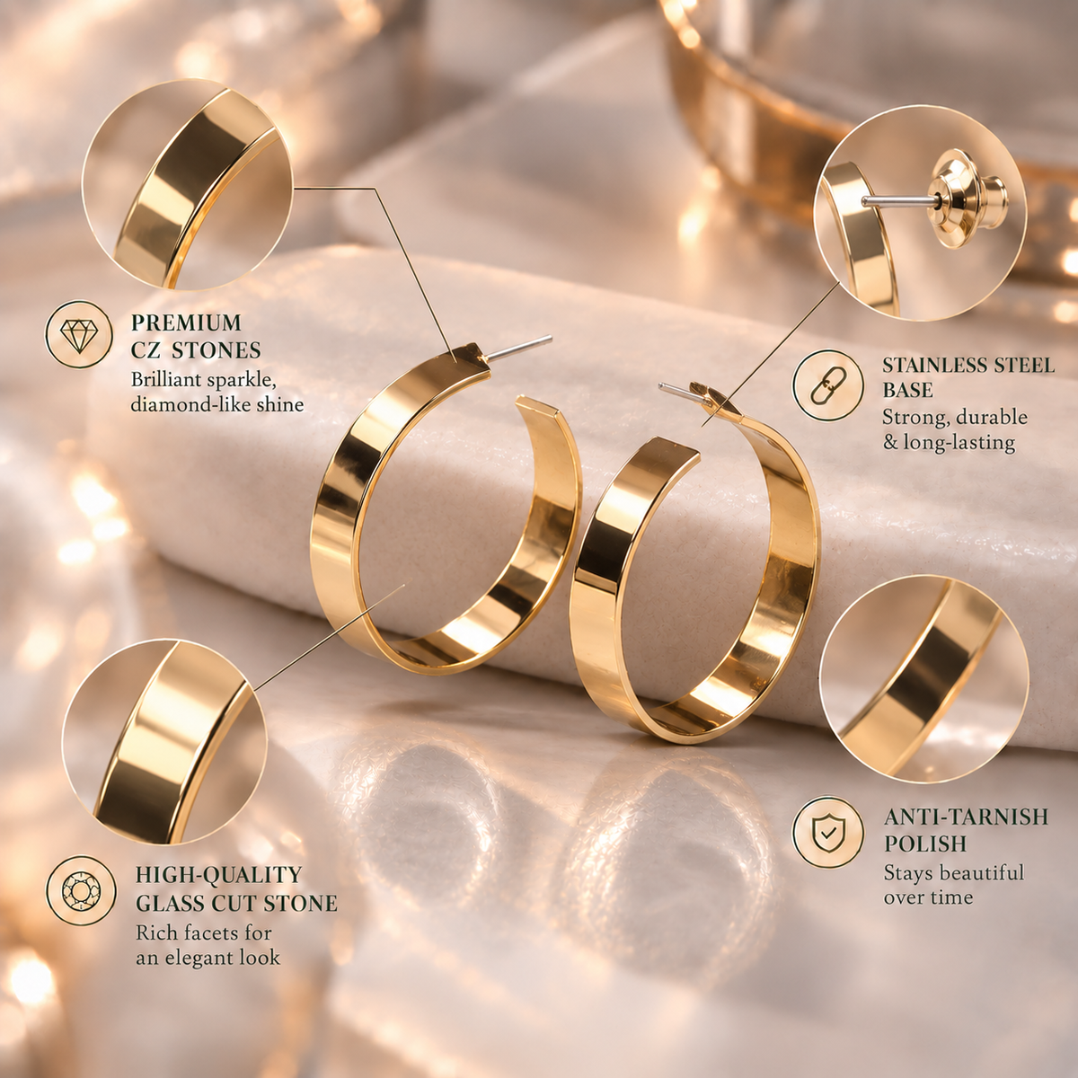 Golden loop- Metallic hoop earrings