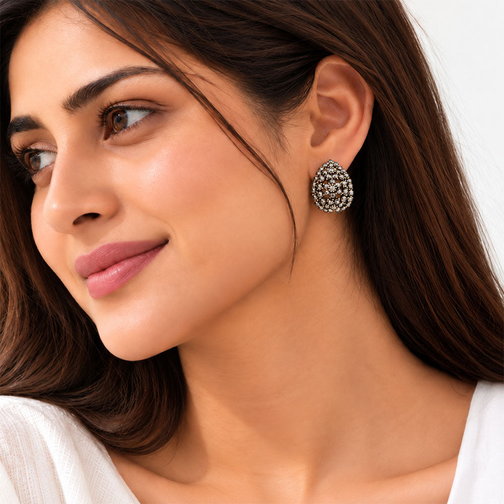 Aurora Gleam- Stone studded Teardrop Stud Earrings