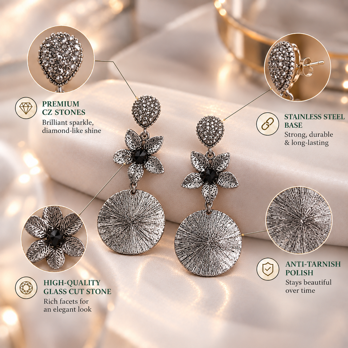 Shimmer Line- Metallic Dangler Earrings