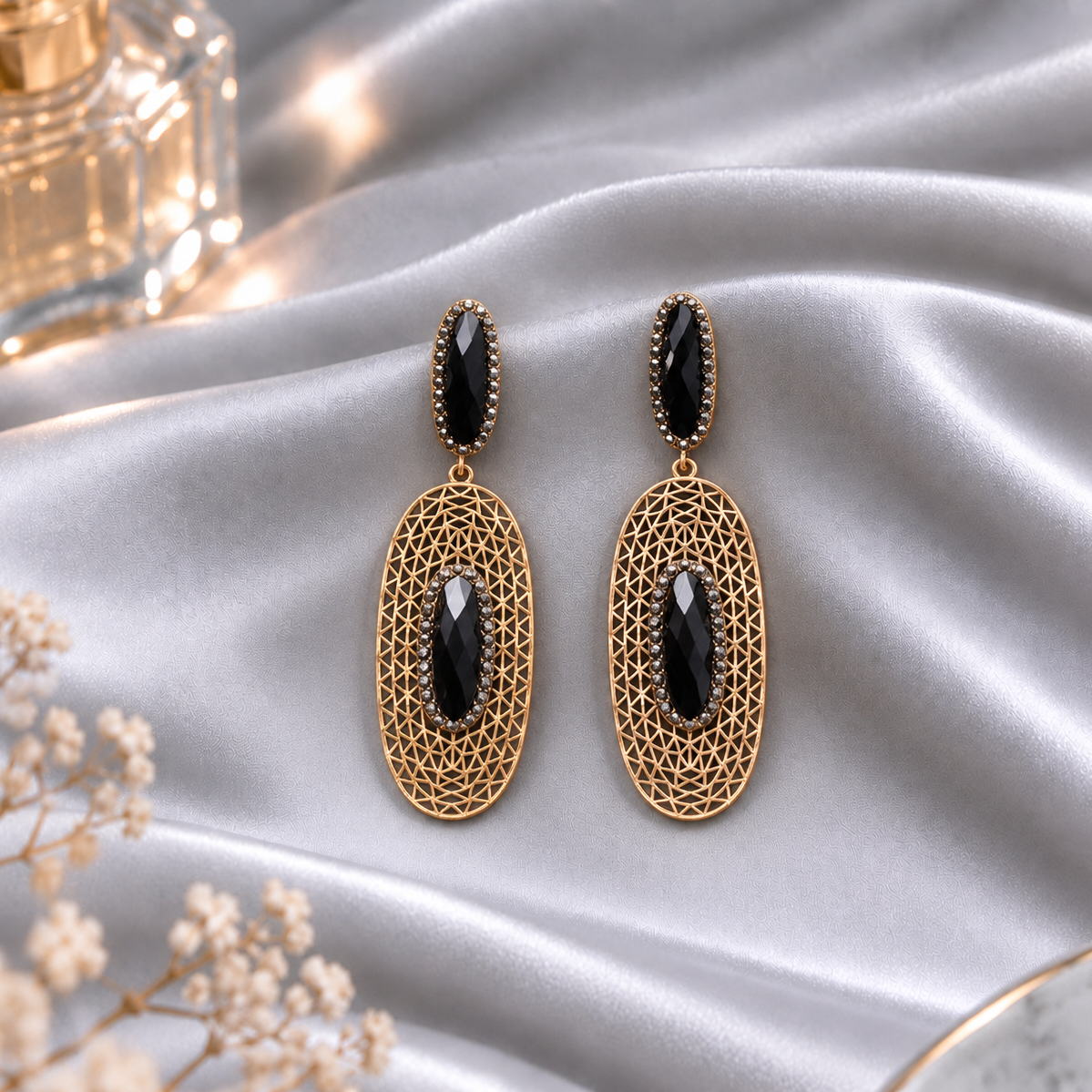 Celeste Beam- Stone Studded Dangler Earrings
