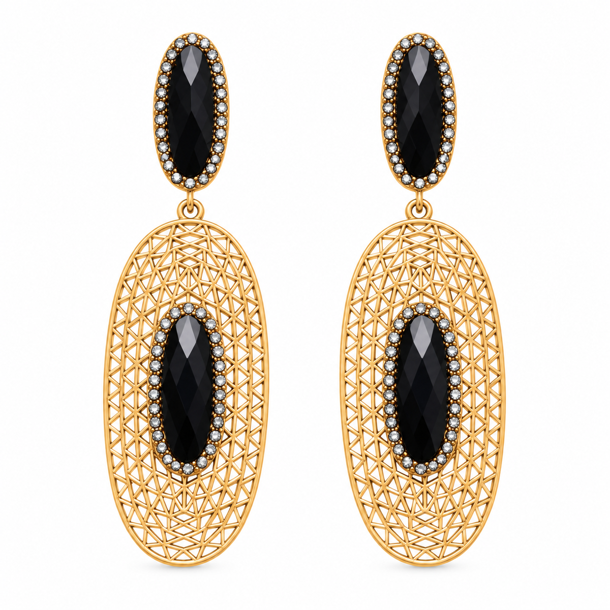 Celeste Beam- Stone Studded Dangler Earrings