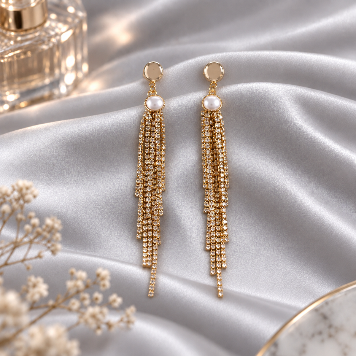 Stellar Thread- Hanging chained dangler earrings