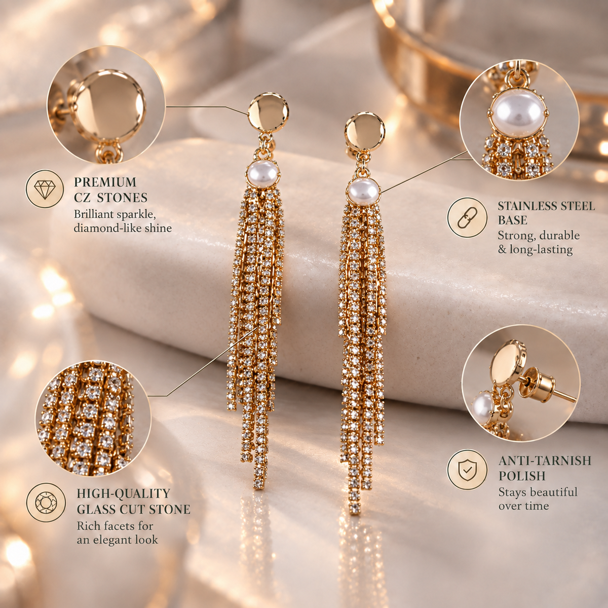 Stellar Thread- Hanging chained dangler earrings