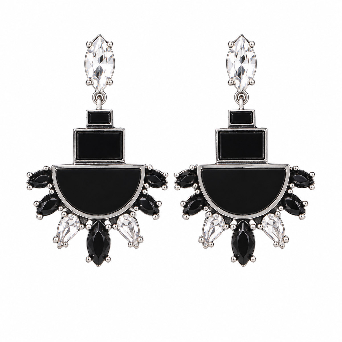 Eclipse Line- Triple Decker Stone Studded Dangler Earrings