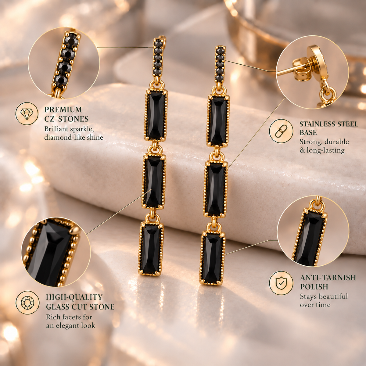 Loom Thread- Stone studded Dangler Earrings