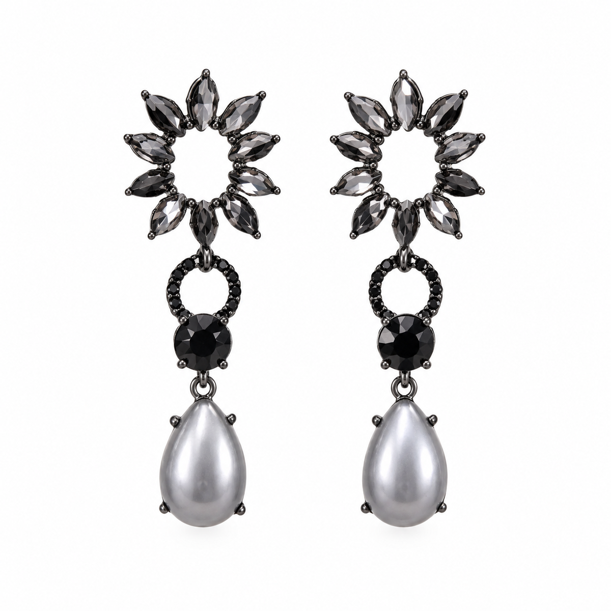 Petal Grid- Flowery pearly Dangler Earrings