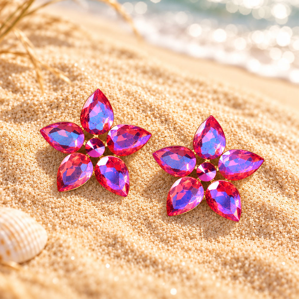 Pebble Flower- Stone sudded Stud Earrings