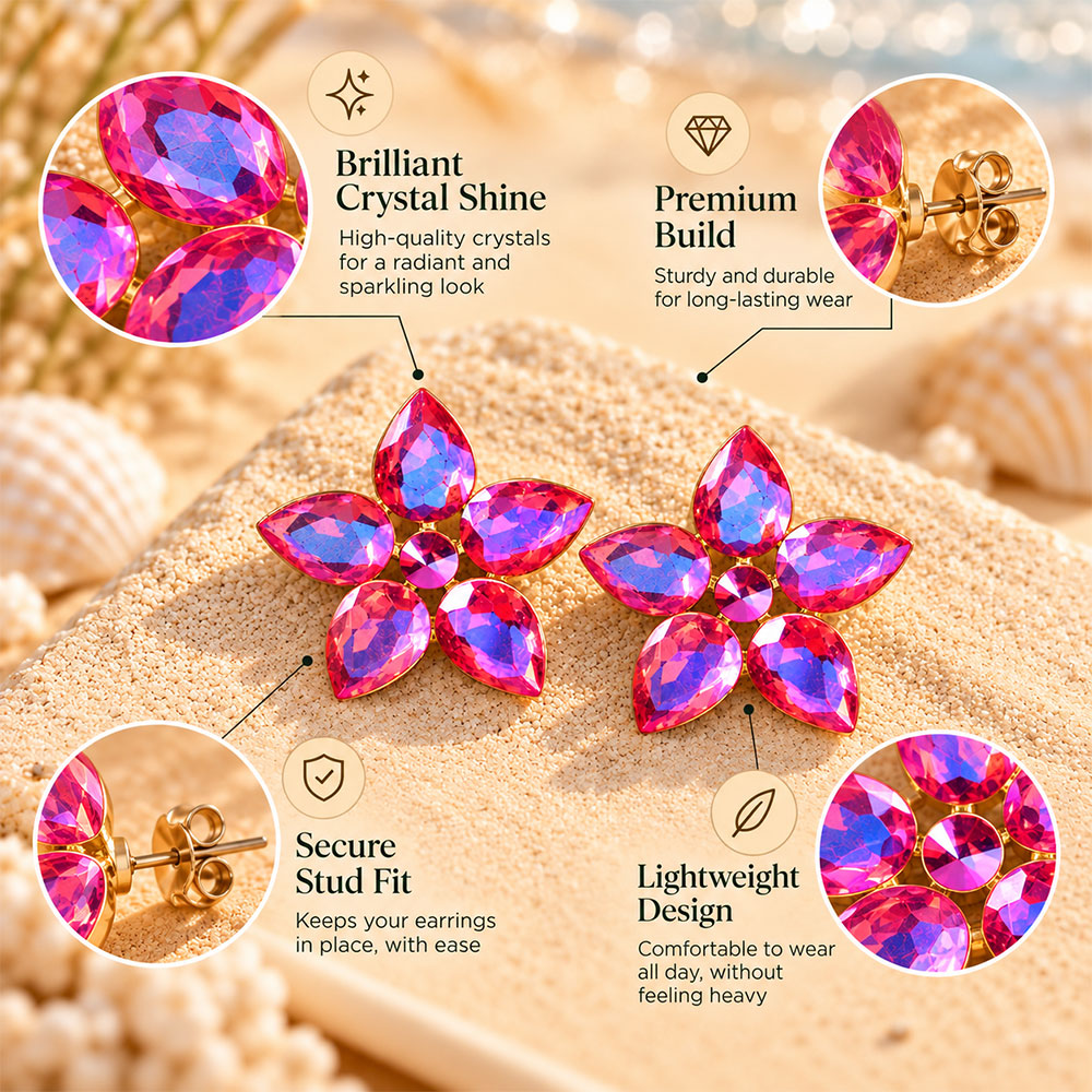 Pebble Flower- Stone sudded Stud Earrings