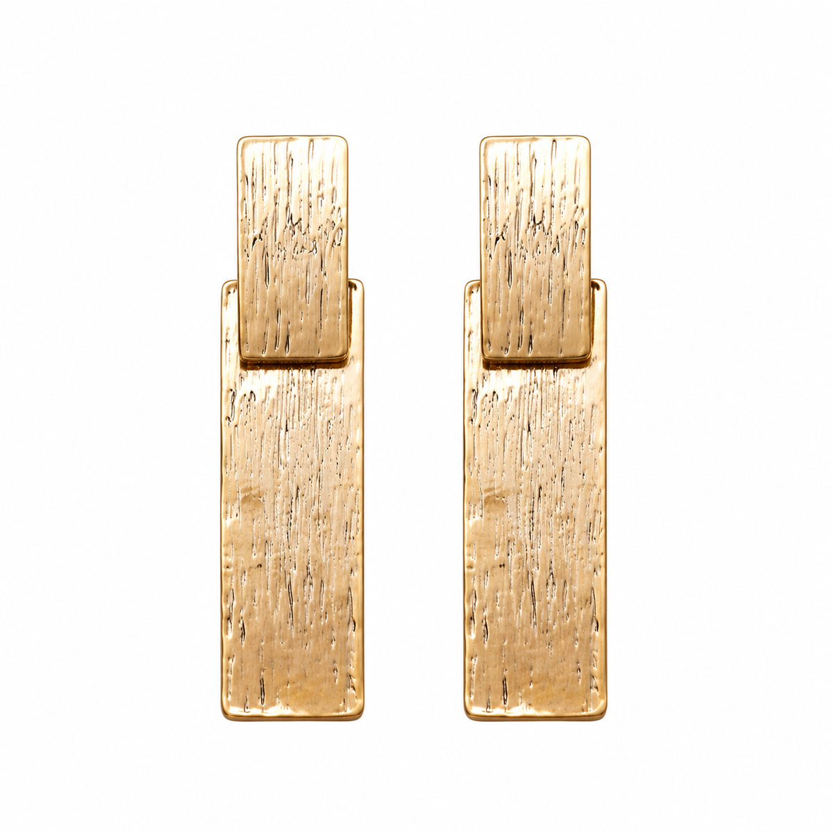 Vine Line- Golden rectangle stud earrings