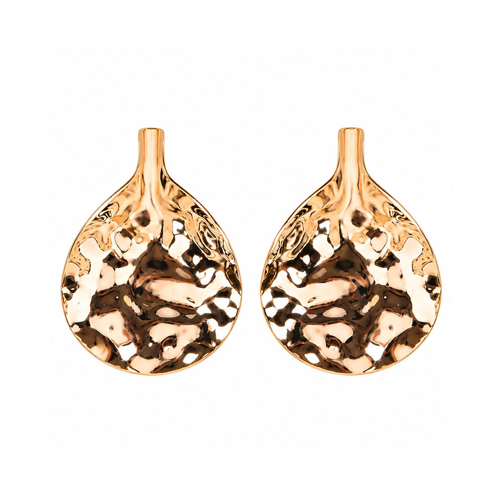 Garden Beam- Golden pleated stud earrings