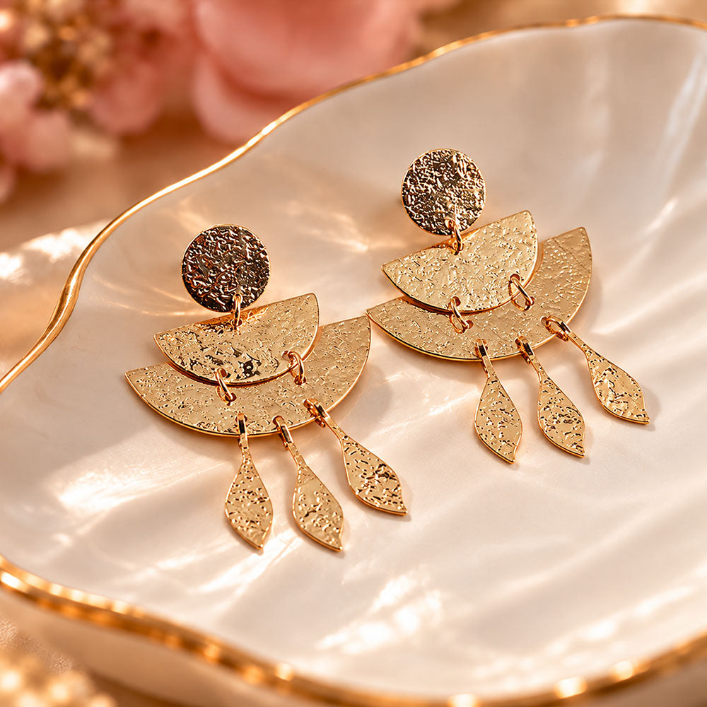 Golden Script- Golden dangler earrings