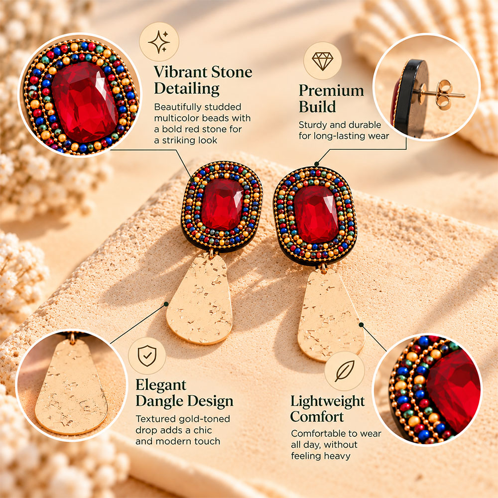 Dream Weave- Stone studded dangler earrings