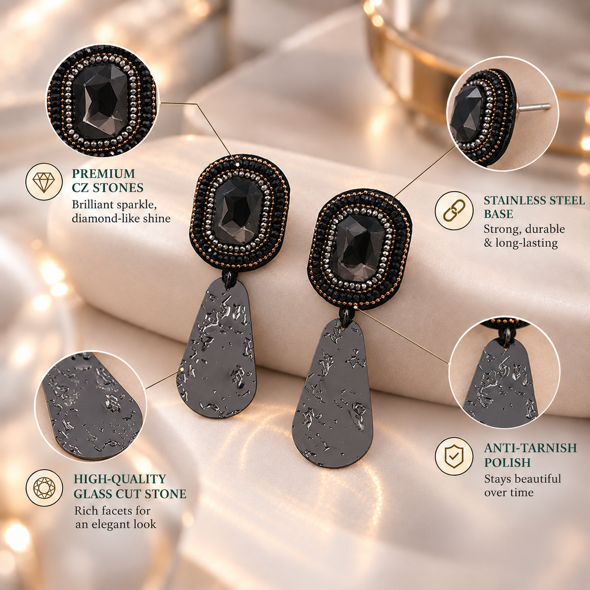 Dream Weave- Stone studded dangler earrings