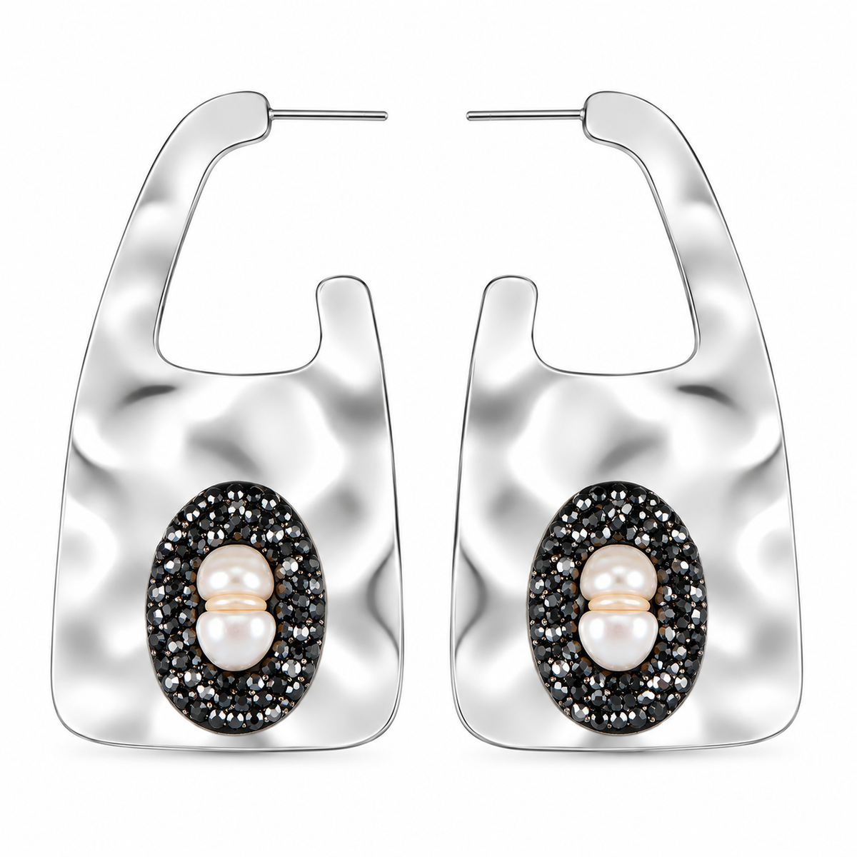 Metal Weave- Stone studded dangler earrings