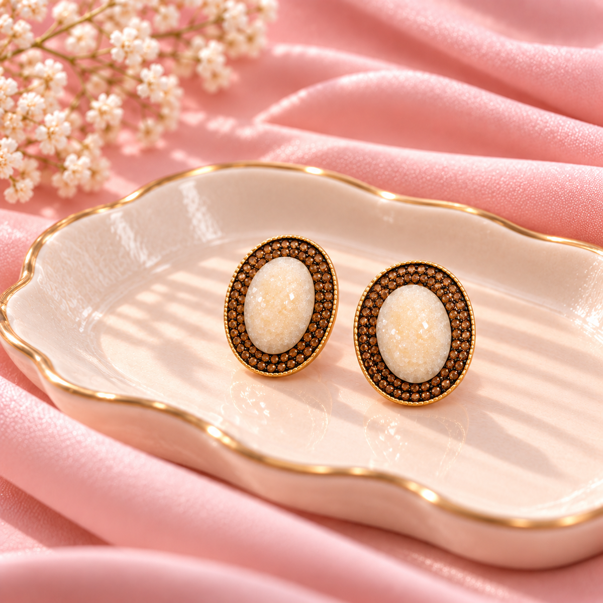 Ethereal Line- Stone studded stud earrings