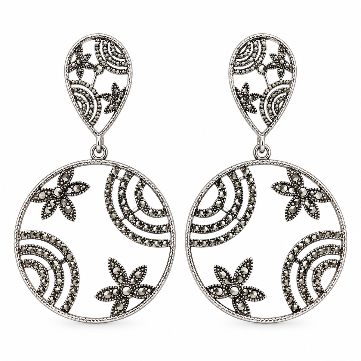Golden Texture- Stone studded dangler earrings