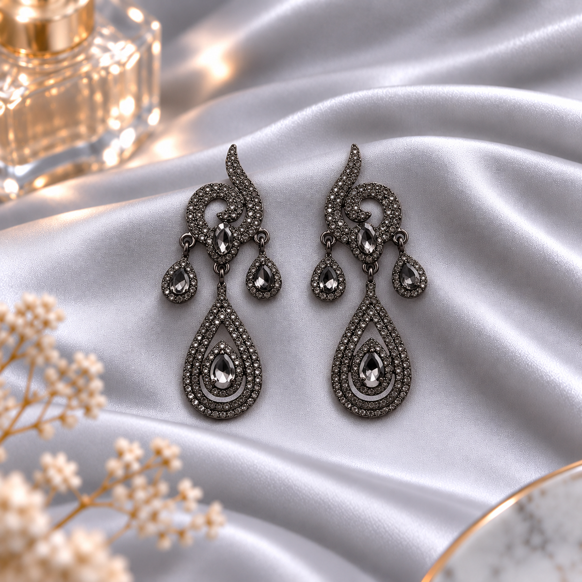 Shine Etch- Stone studded dangler earrings