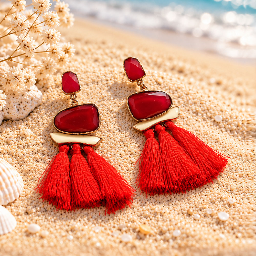 Haven Thread- Beaded thread dangler earrings