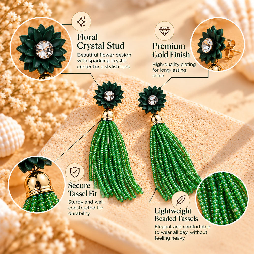 Boho Bloom- Beaded thread dangler earrings