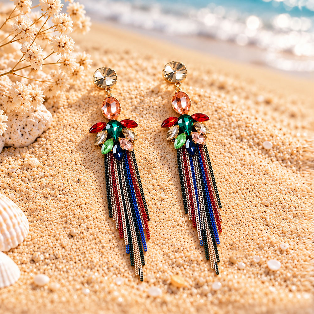 Soul Thread- Beaded thread dangler earrings