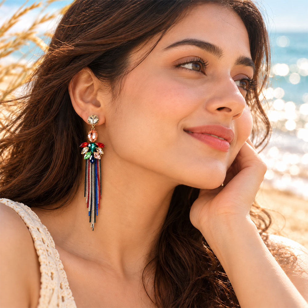 Soul Thread- Beaded thread dangler earrings