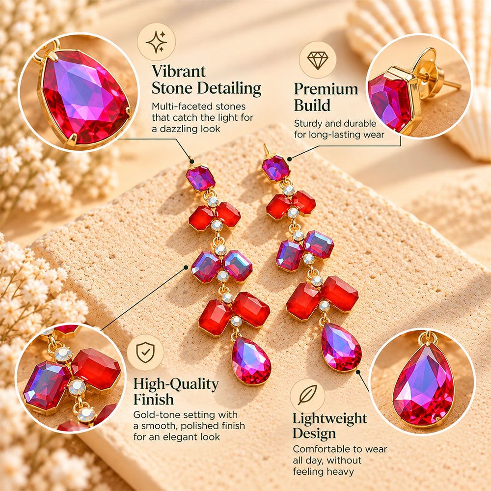 Star Path- Stone studded dangler earrings