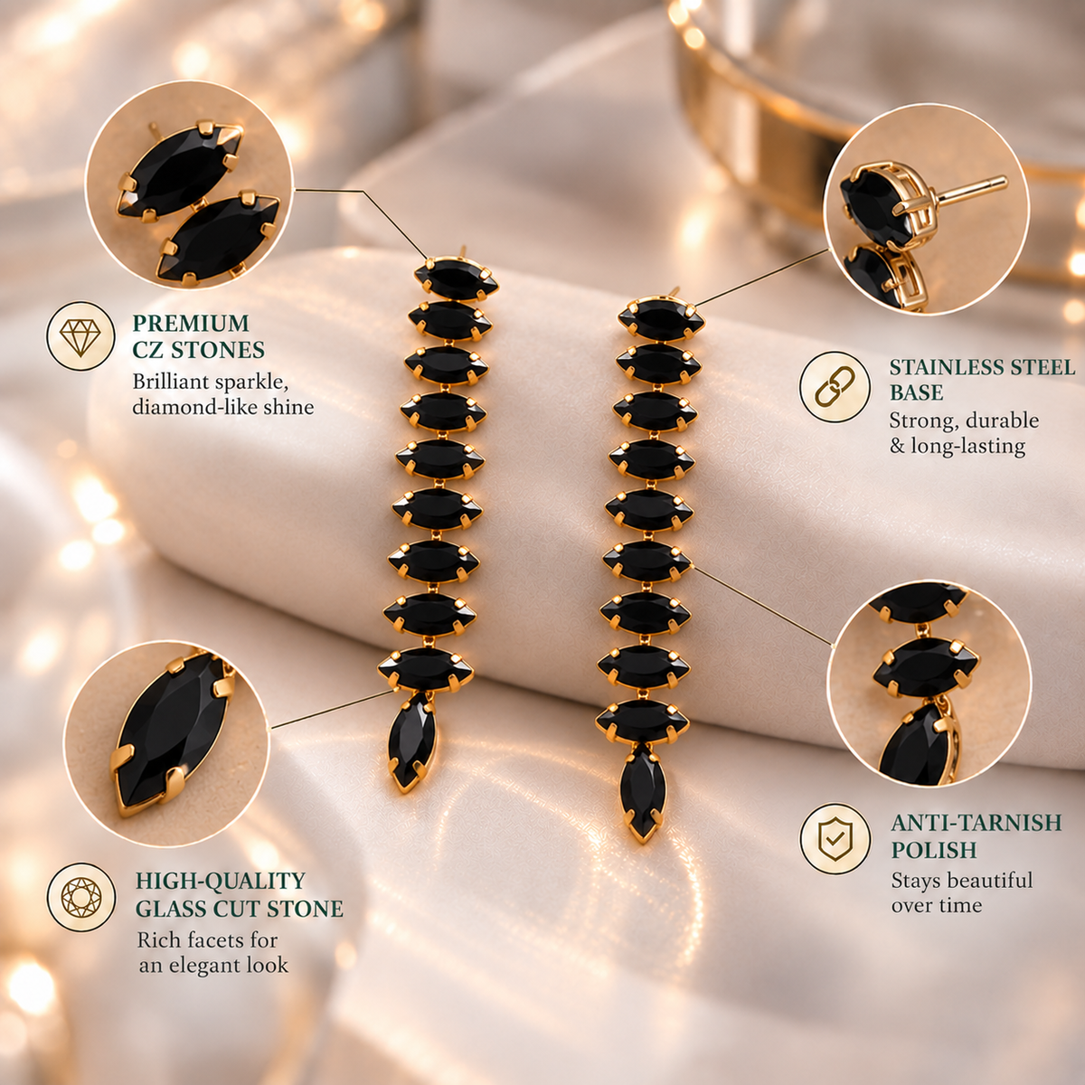 Moonchild Thread- Stone studded dangler earrings