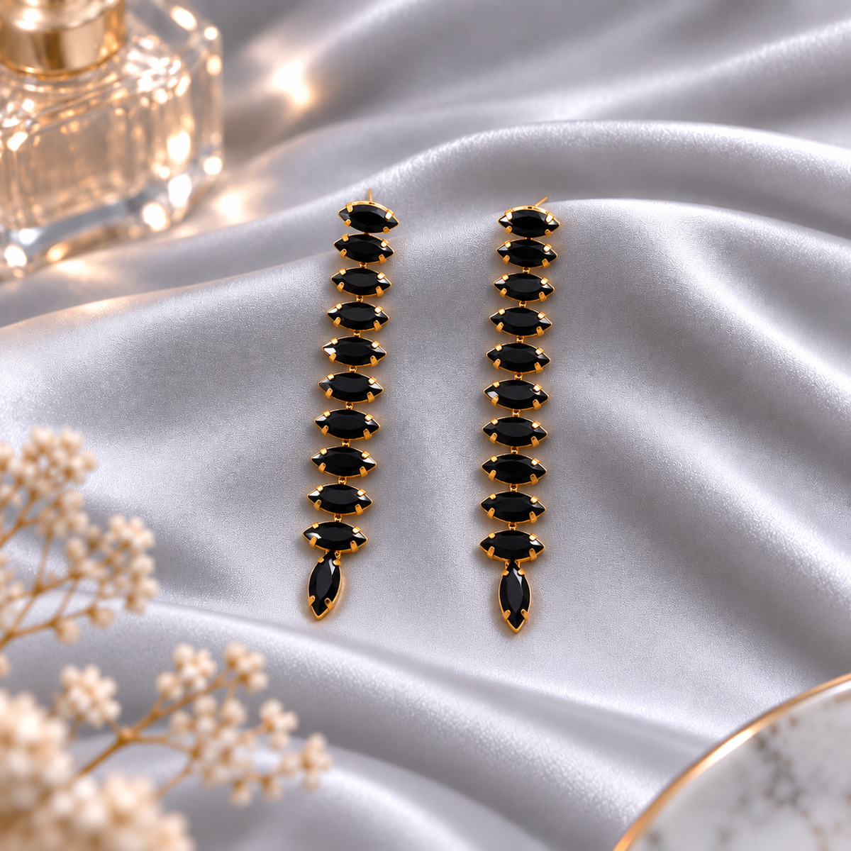 Moonchild Thread- Stone studded dangler earrings