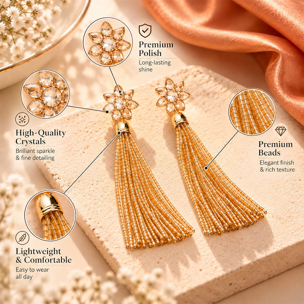 Golden Gleam- Beaded dangler earrings