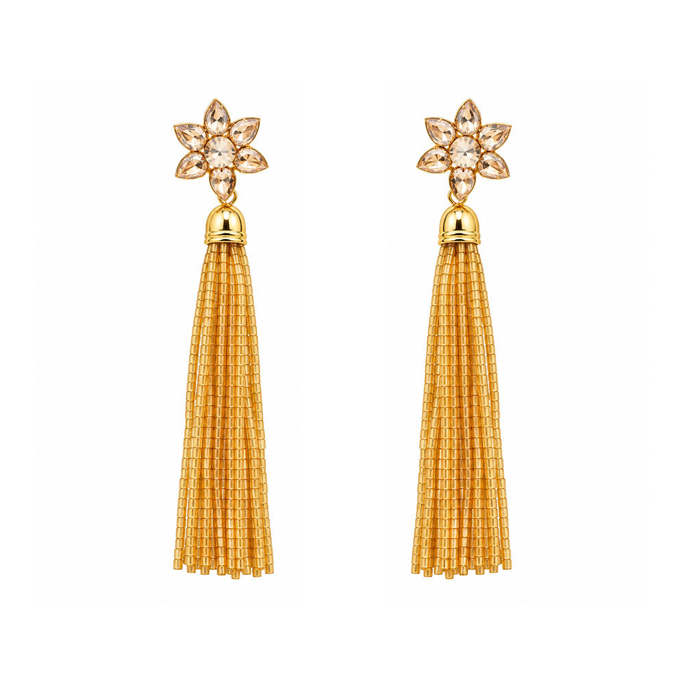 Golden Gleam- Beaded dangler earrings