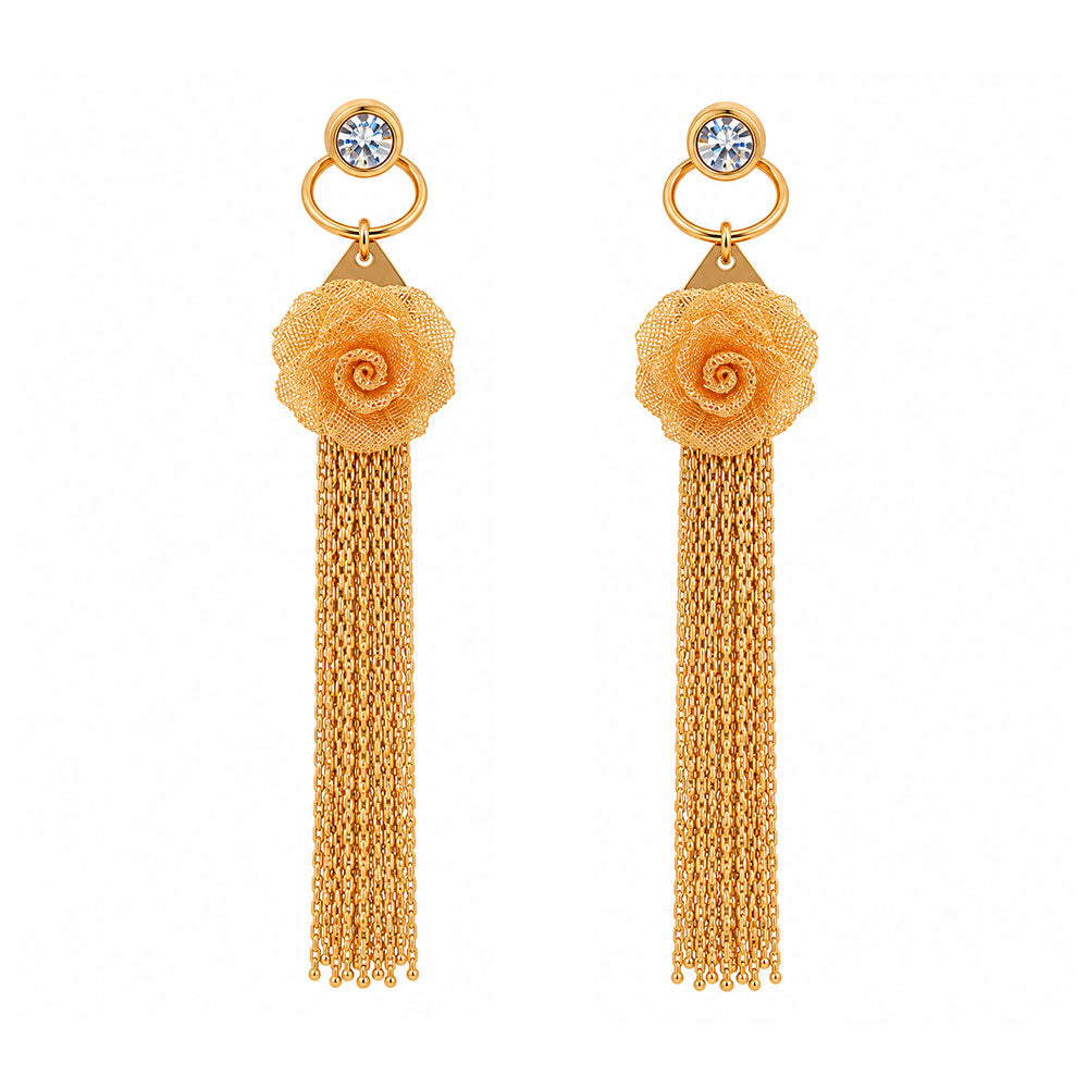 Solar Circle- Stone studded dangler earrings