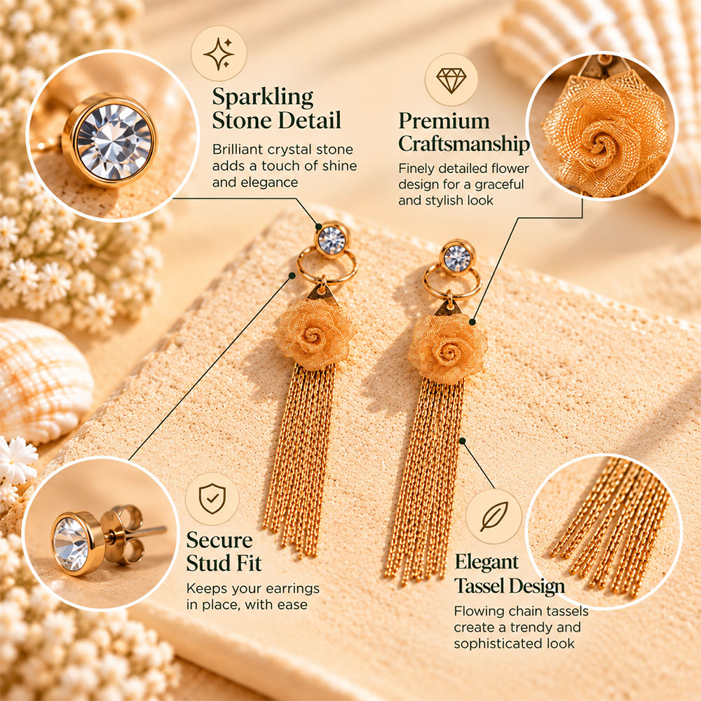 Solar Circle- Stone studded dangler earrings