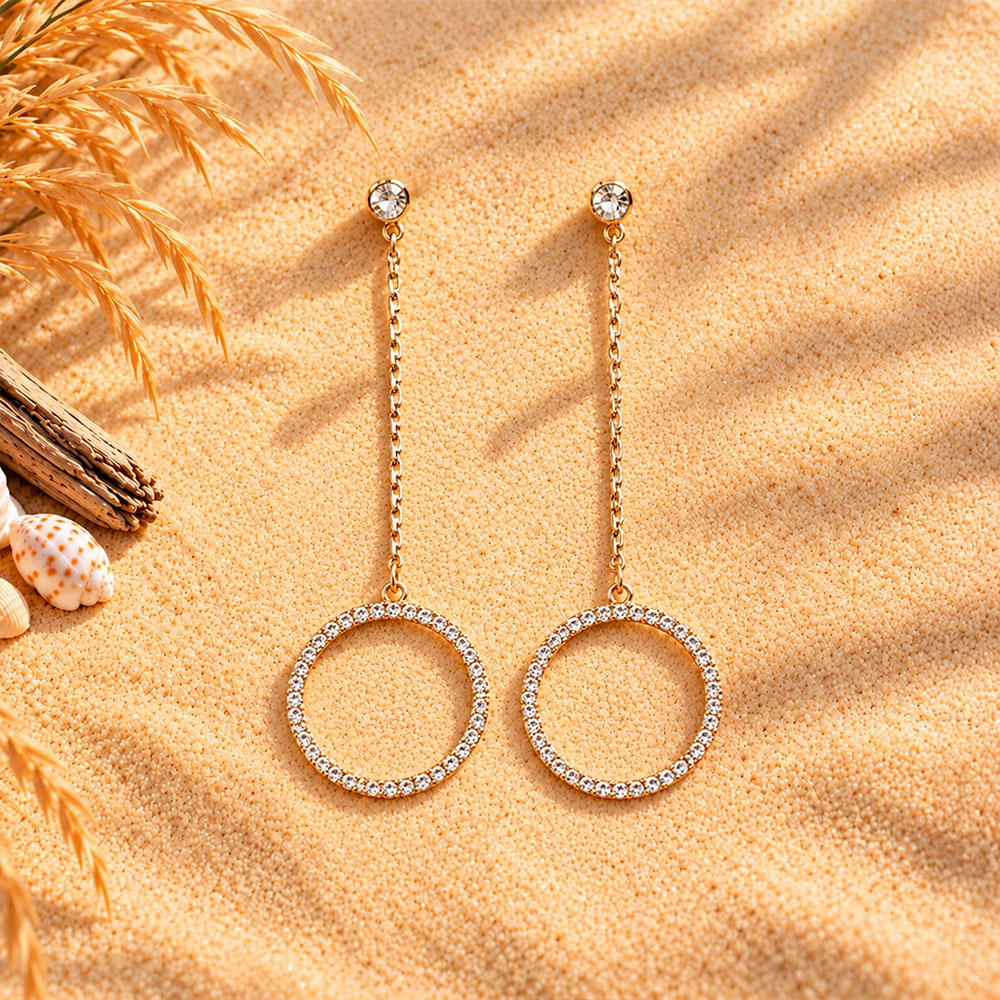 Solar Circle- Stone studded dangler earrings