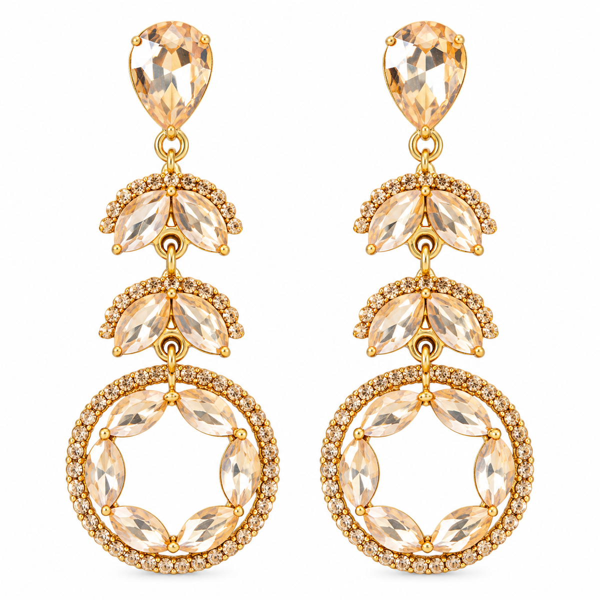 Rose Halo- Stone studded dangler earrings