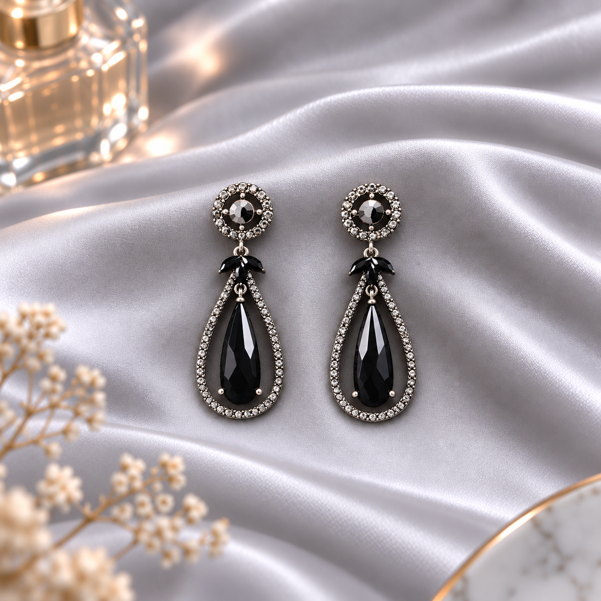 Sunpetal Drop- Stone studded dangler earrings