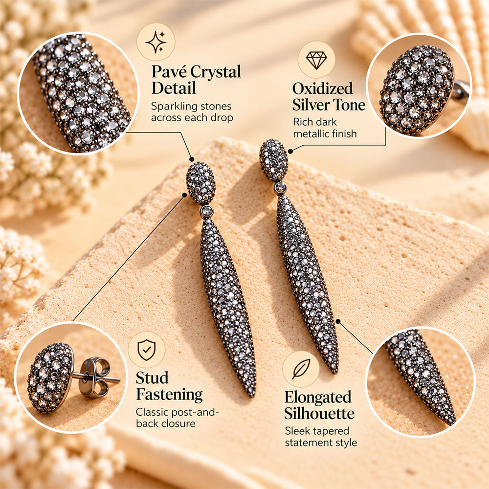 Golden Stem- Stone studded dangler earrings
