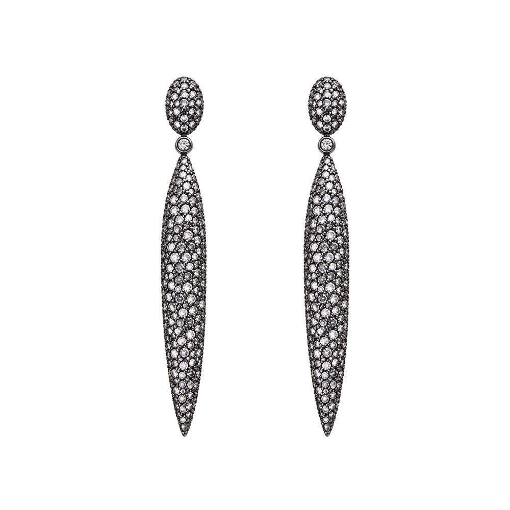 Golden Stem- Stone studded dangler earrings